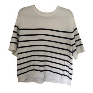 Abercrombie & Fitch Sweater White Black Strip Cotton Womens Size Large